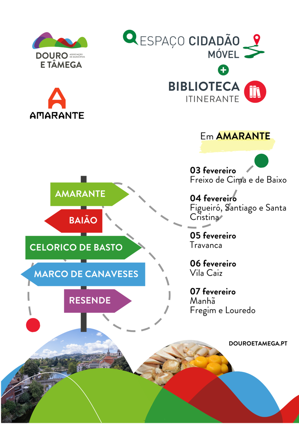 Percurso do Espaço Cidadão Móvel e Biblioteca Itinerante - Amarante