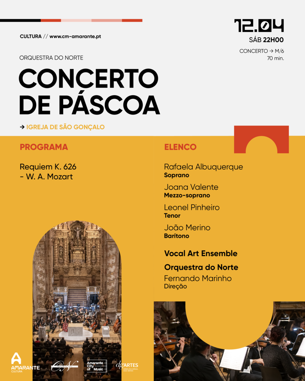 Igreja de São Gonçalo recebe Concerto de Páscoa pela Orquestra do Norte - Amarante