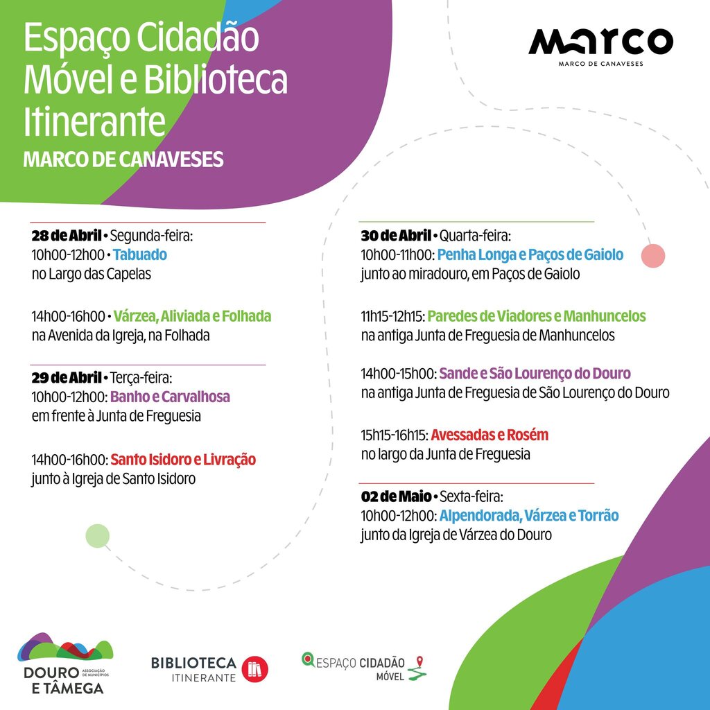 Percurso do Espaço Cidadão Móvel e Biblioteca Itinerante - Marco de Canaveses