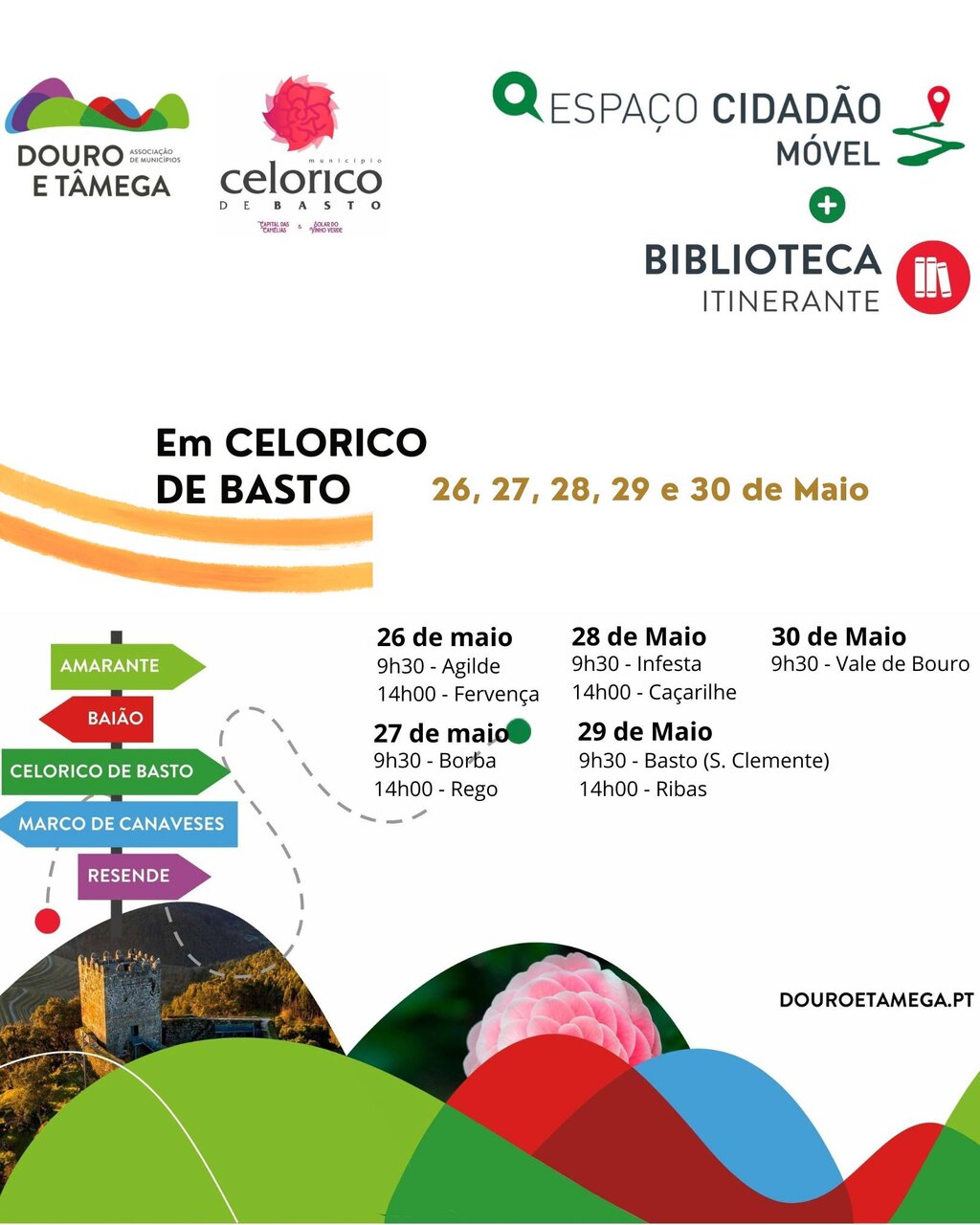 Percurso do Espaço Cidadão Móvel e Biblioteca Itinerante - Celorico de Basto